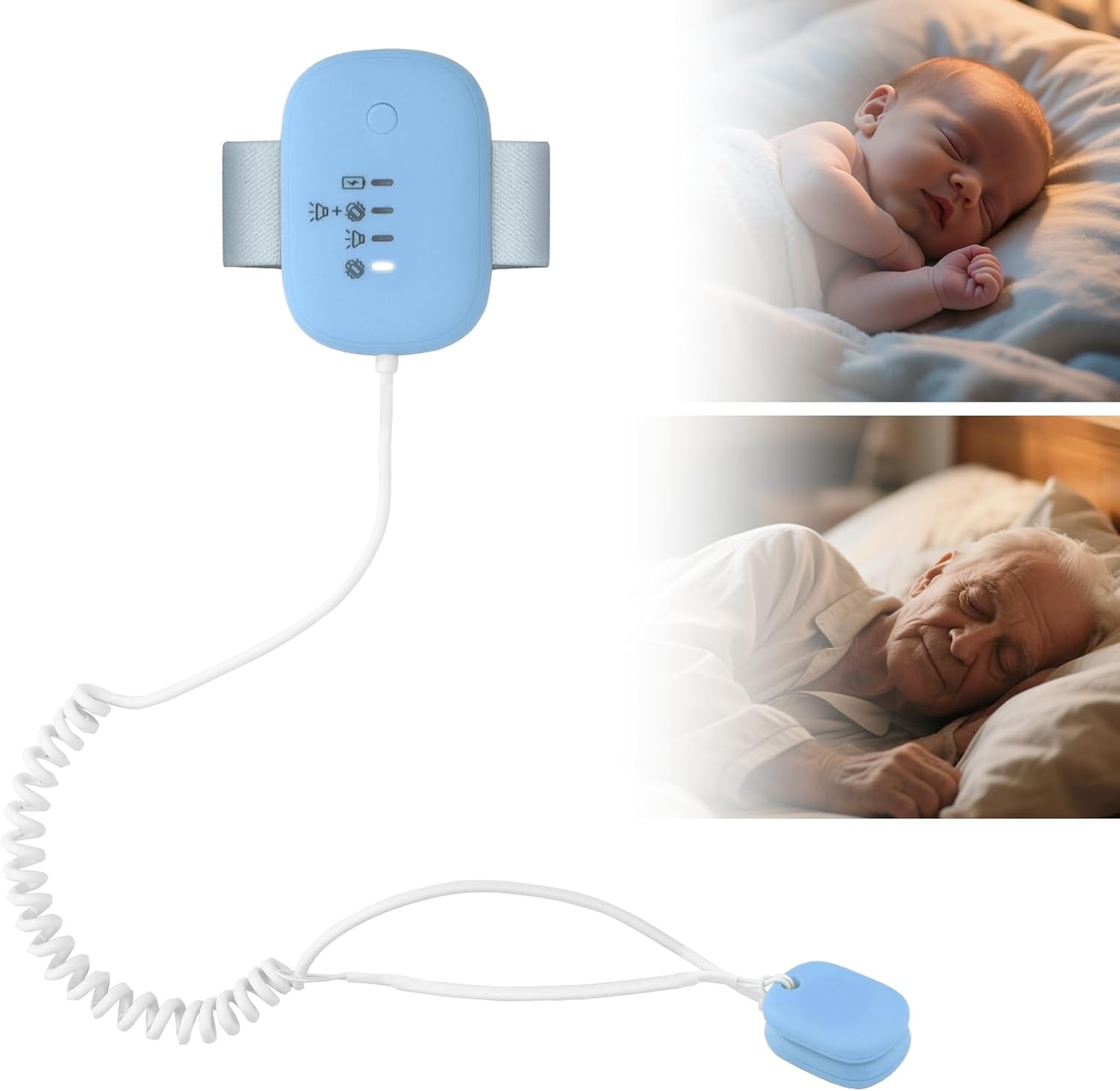 Boys, Girls, Children's bedwetting Alarm, Loud Sound and Strong Vibration, USB Charging Bedpan Alarm, Children's, Adult bedwetting Sensor-Blue - Image 1