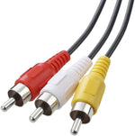 RocketBus RCA composite audio video cable front view showcasing color coded red white yellow stereo connectors.
