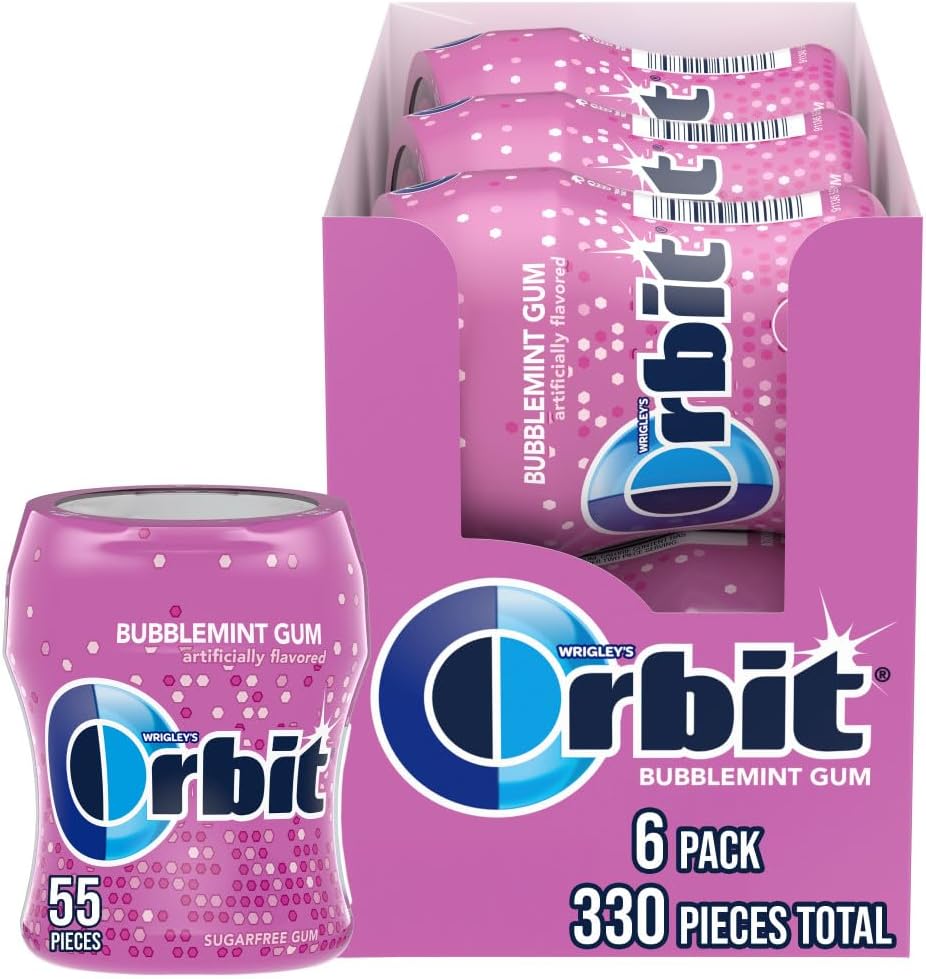 ORBIT Gum Bubblemint Sugar Free Mint Sugarless Fresh Breath Chewing Gum, 120 Piece Resealable Bulk Bottle - Image 10