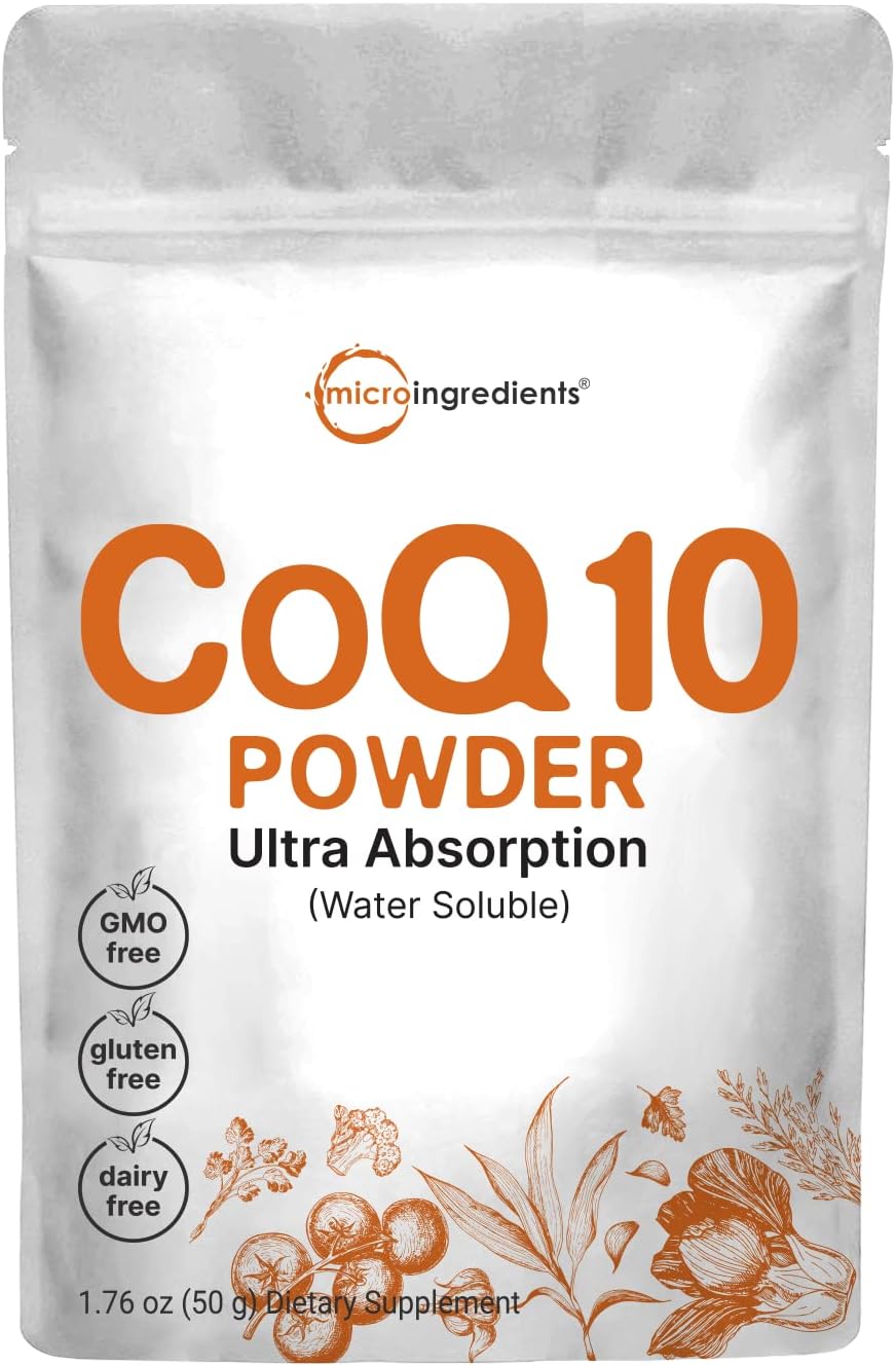 Micro Ingredients Water Soluble CoQ10 Supplement front view pouch packaging