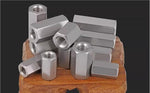 Close-up of the 304 stainless steel hexagonal body and internal female threads