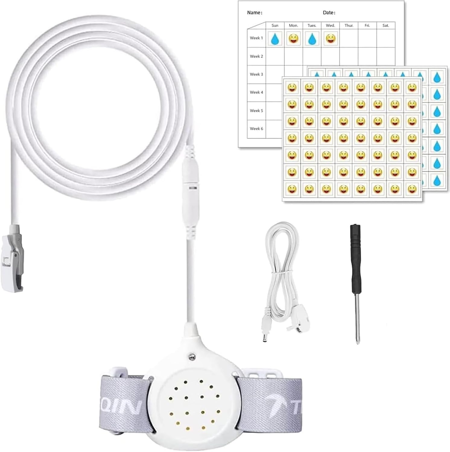 Bedwetting Alarm, Pee Alarm, Nighttime Bedwetting Sensor Monitors with High Sensitivity, USB Rechargeable, 3 Working Modes, Loud Sound & Strong Vibration - Image 1