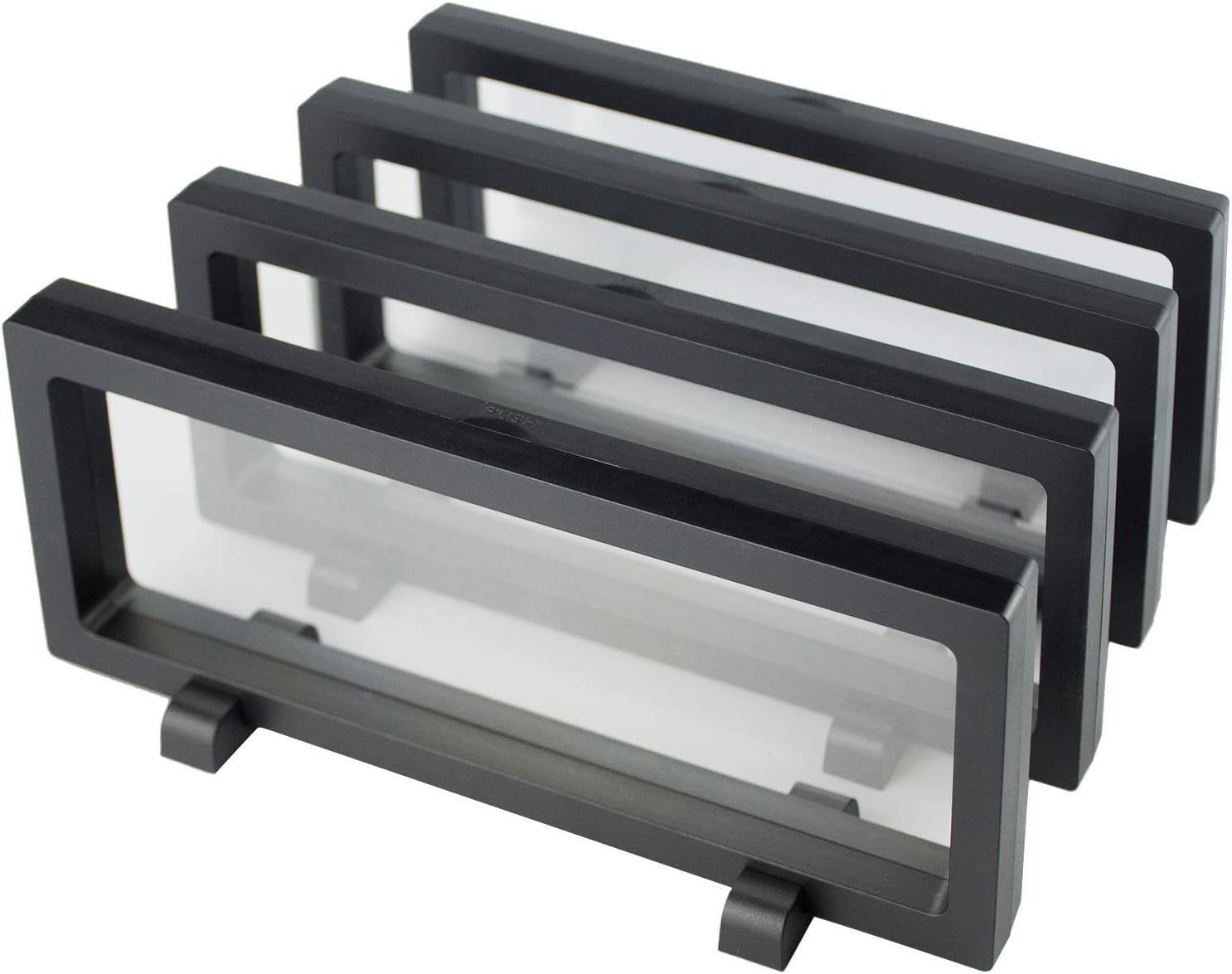 Wishdiam 3D floating frame display case front view showing black frame and transparent window