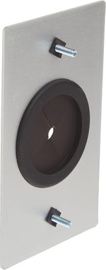 C2G brushed aluminum wall plate with rubber grommet angled view