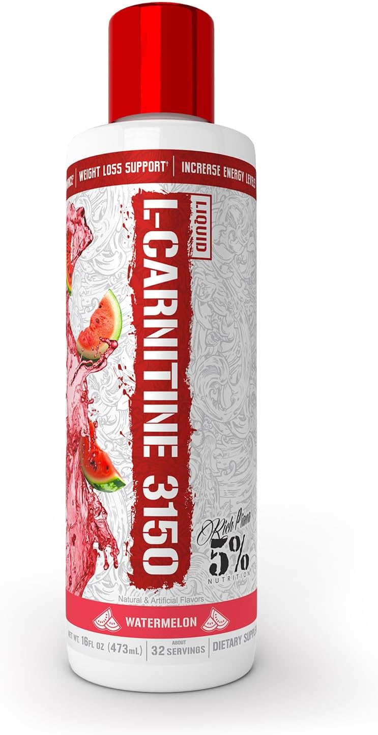 5% Nutrition Rich Piana Liquid L-Carnitine 3150 | Premium 4 Source Blend + GBB, The Super Carnitine (Watermelon Candy) - Image 1
