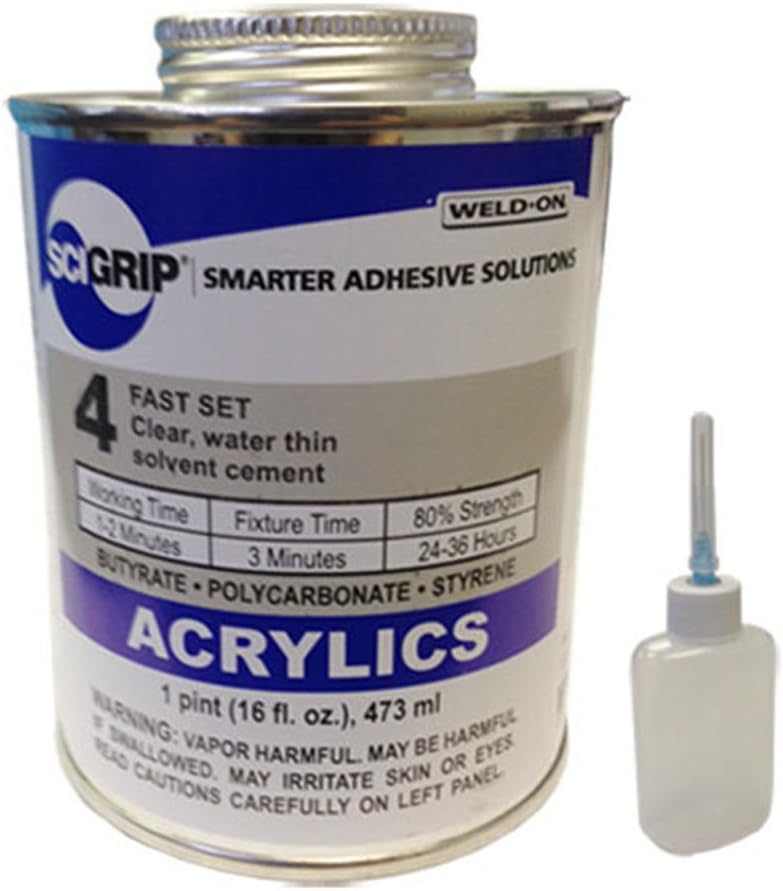 Weld-On 4 Acrylic Adhesive - Pint and Weld-On Applicator Bottle with Needle - Image 1