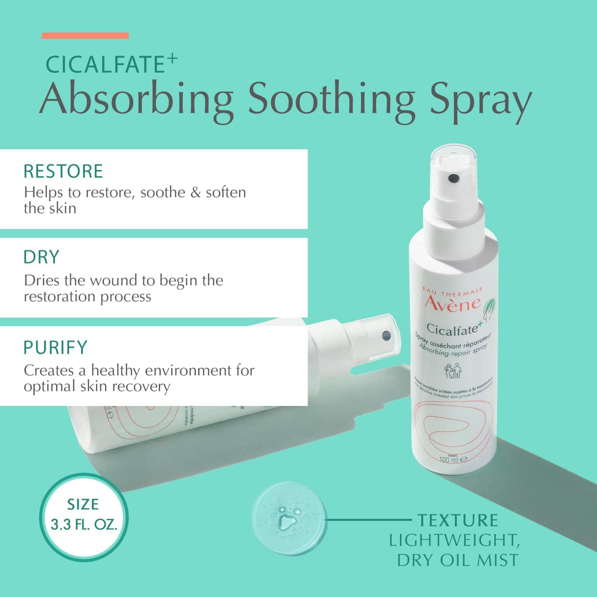 Avène Cicalfate+ spray bottle showing 100ml size label
