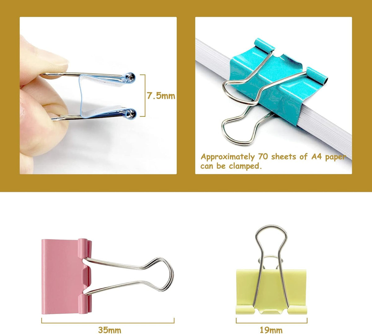 Ykimok 120 pack small metal paper clamps showing pink blue green and yellow colors