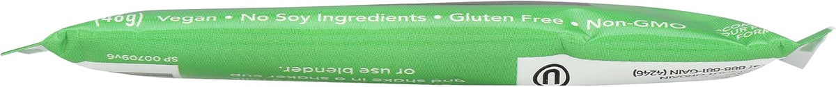 Back view of Orgain organic vegan protein powder packet showing clean ingredients list