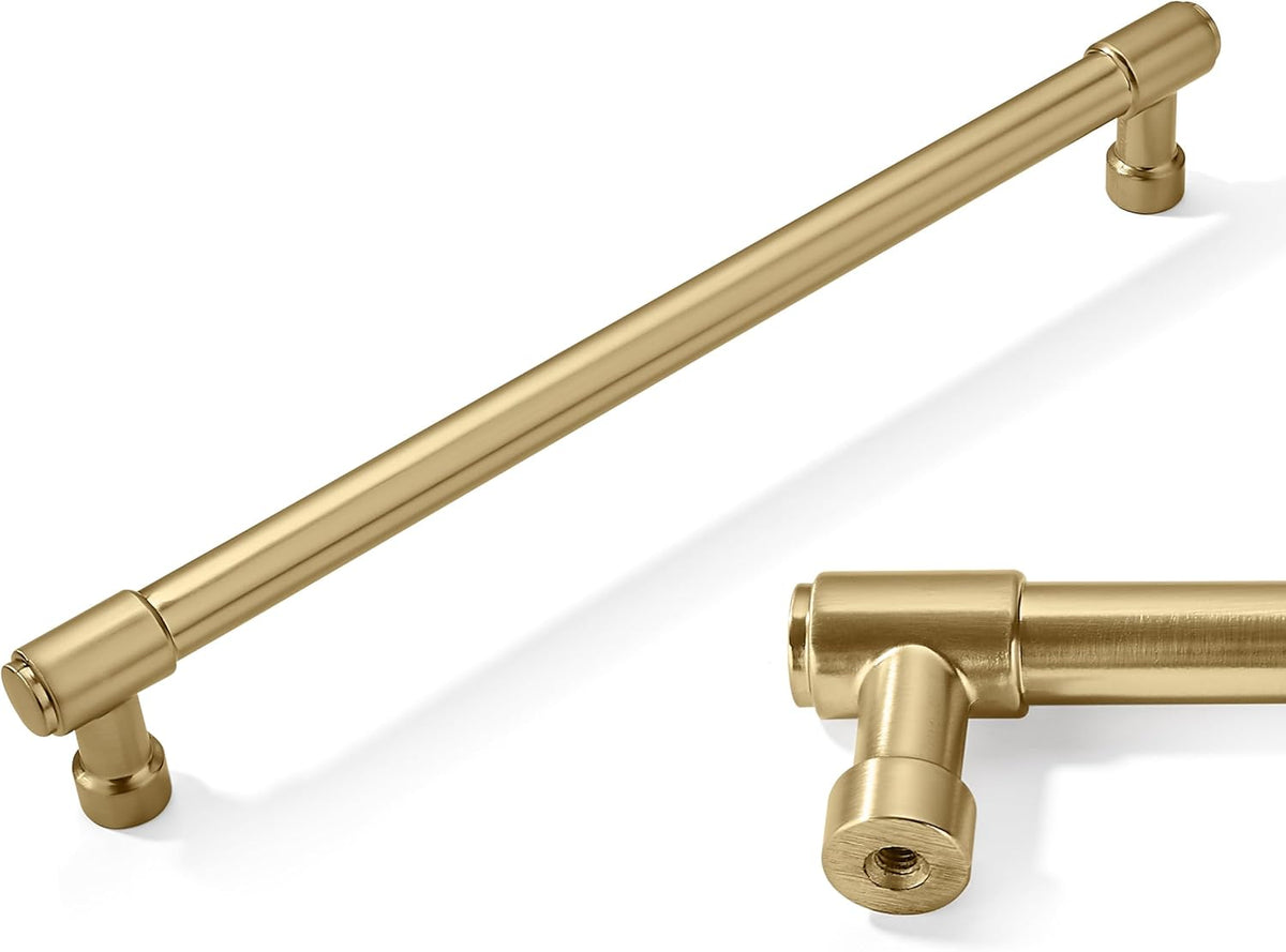 CABDM cabinet handles front view showing brushed gold finish.
