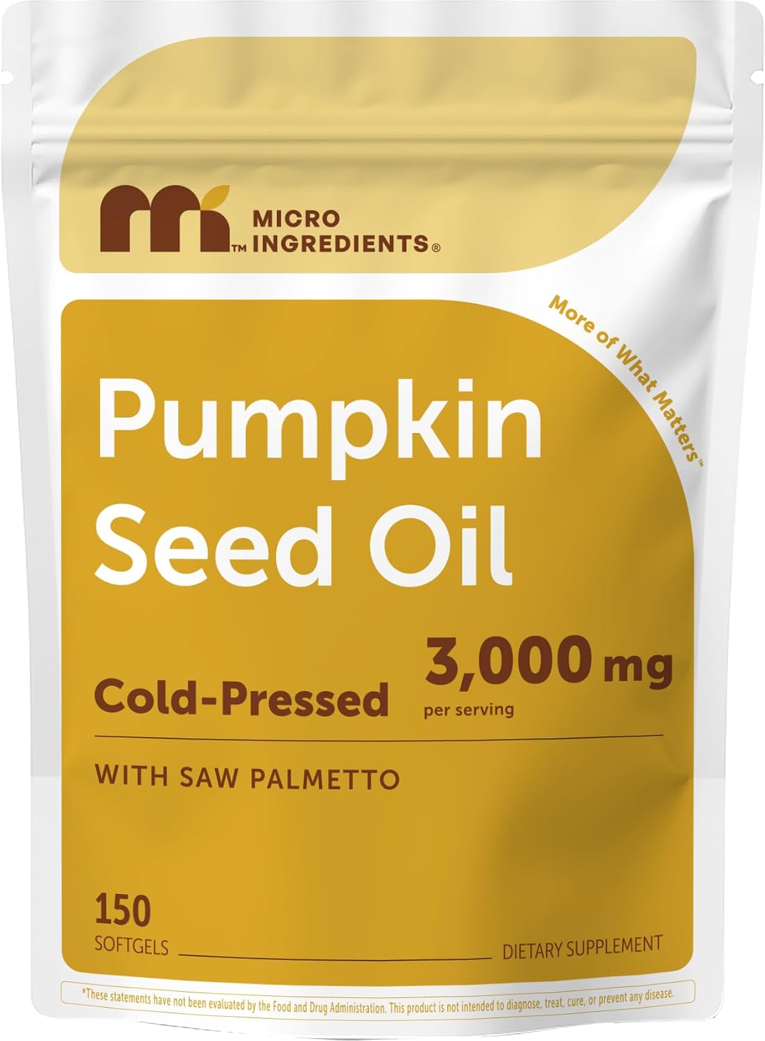 Micro Ingredients pumpkin seed oil with saw palmetto front pouch view