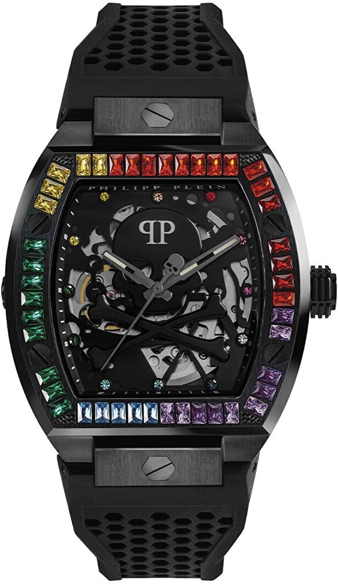 Philipp Plein The $keleton Collection luxury men watch front view showcasing black dial