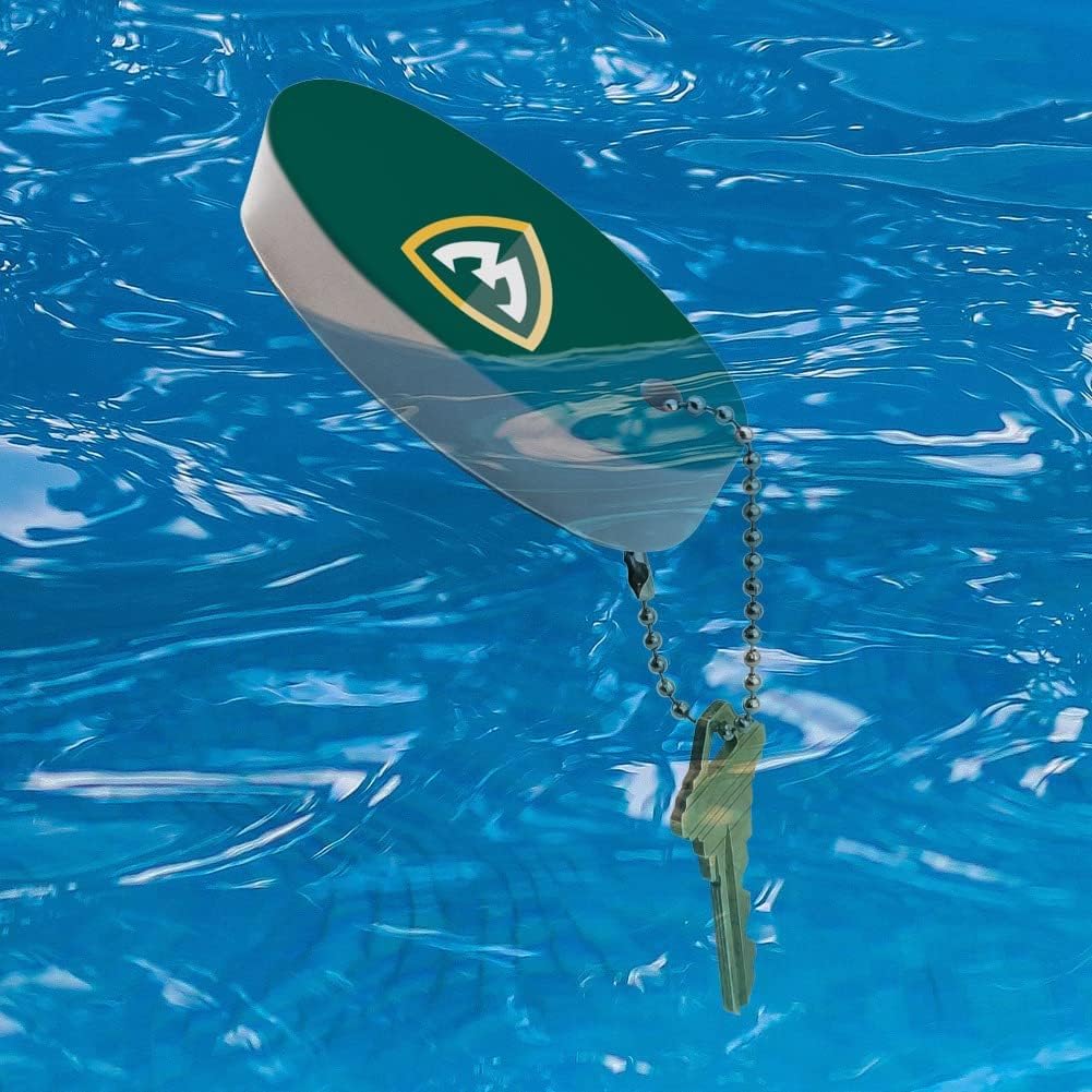 Close-up of the silver-toned ball chain attachment on the foam floating keychain.