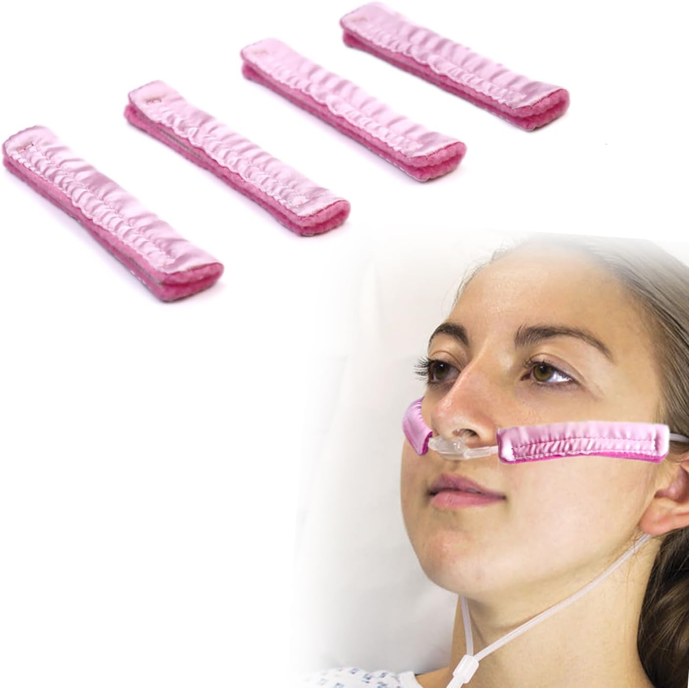 4 Pcs Nasal Oxygen Cannula Cover Satin Silky Nasal Cannula Cover Cushions Ear and Face Protector for Oxygen Users Prevent Indentations Irritated - Image 1