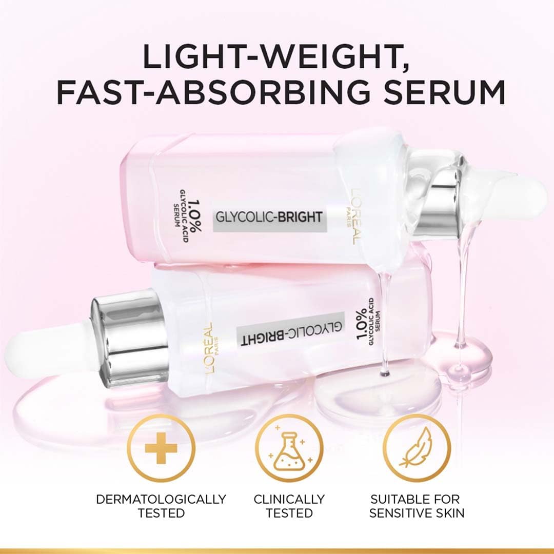 L'Oreal Paris glycolic acid serum back label instructions