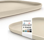 Smilool 2 Pack Silicone Pet Food Mat beige front view