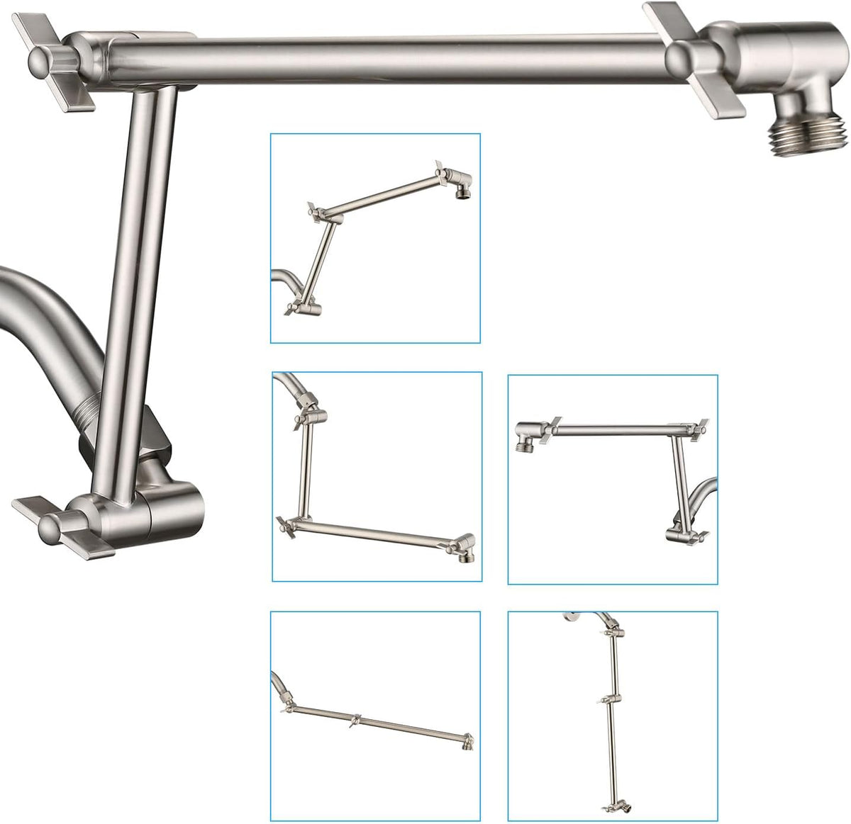 PDPBath Shower Extension Arm, 16" Upgrade Solid Brass Shower Head Extender, Adjustable Height Extended with G1/2 Universal Connection for Rain & Handheld Shower Head - Oil Rubbed Bronze - Image 15