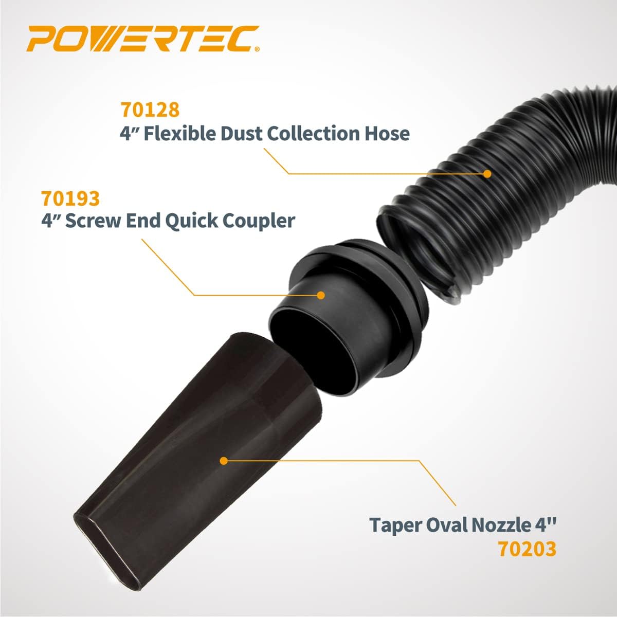 POWERTEC dust collection hose spiral structure detail