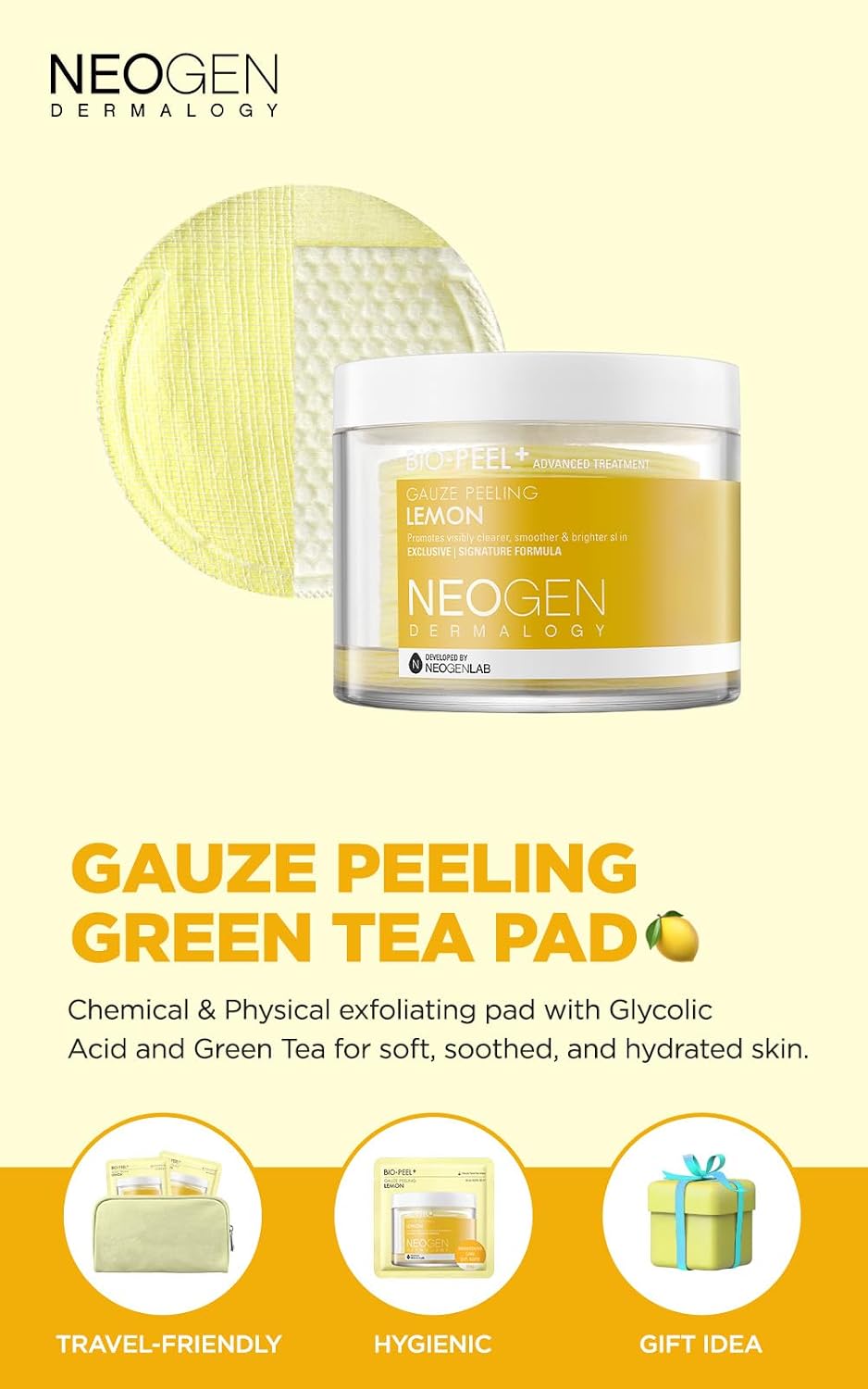 Neogen Lemon Bio-Peel Gauze Peeling pad texture close up