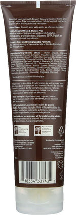 Desert Essence organic coconut body lotion dispensed on skin texture