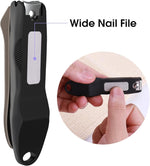 GLAMFIELDS Nail Clippers with No Splash Storage Box, Large Fingernail Toenail Clipper Detachable Easy Clean Nail Cutter Trimmer with Nail Files for Men & Women, Leather Case Packed Black (1 Pack) - Image 6