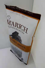Marich confectionery dark chocolate espresso beans twelve pack case display.
