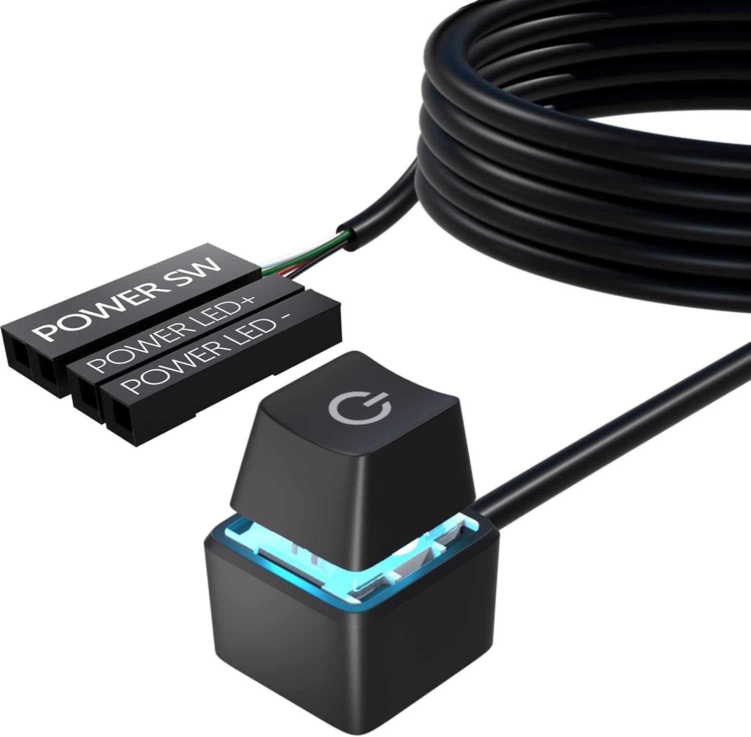 Oddtone external PC power button front view showing mechanical keycap structure