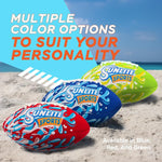 Sunlite Sports outdoor play football floating in a swimming pool water setting