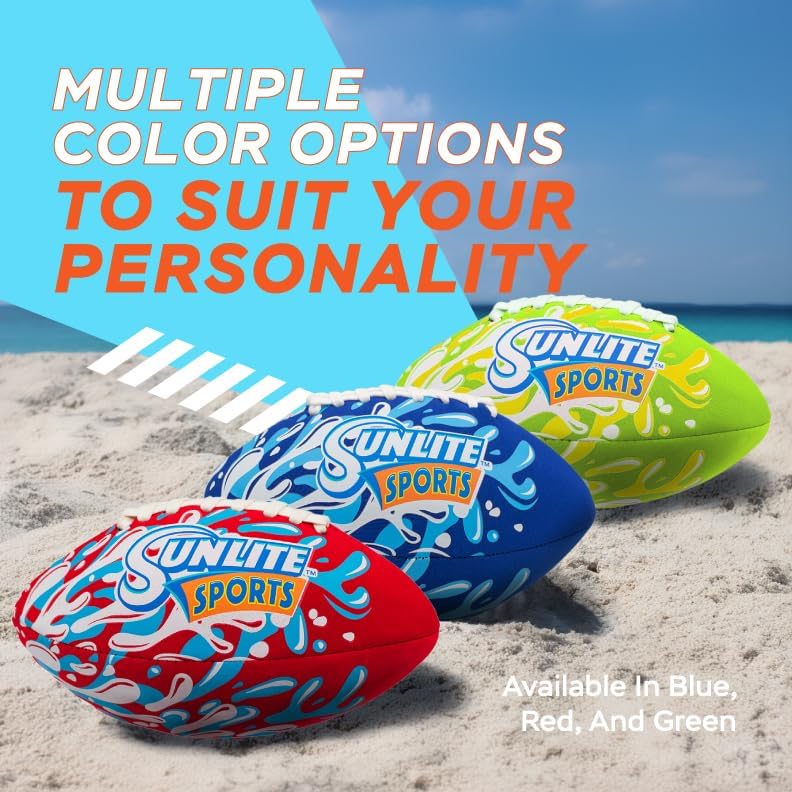 Sunlite Sports outdoor play football floating in a swimming pool water setting
