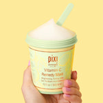 Pixi Vitamin-C Remedy Mask open jar showing the lightweight cooling orange jelly texture.