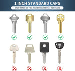 JasperKino silicone key caps displayed on flat house keys