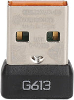 Wireless gaming setup featuring the USB receiver adapter in use