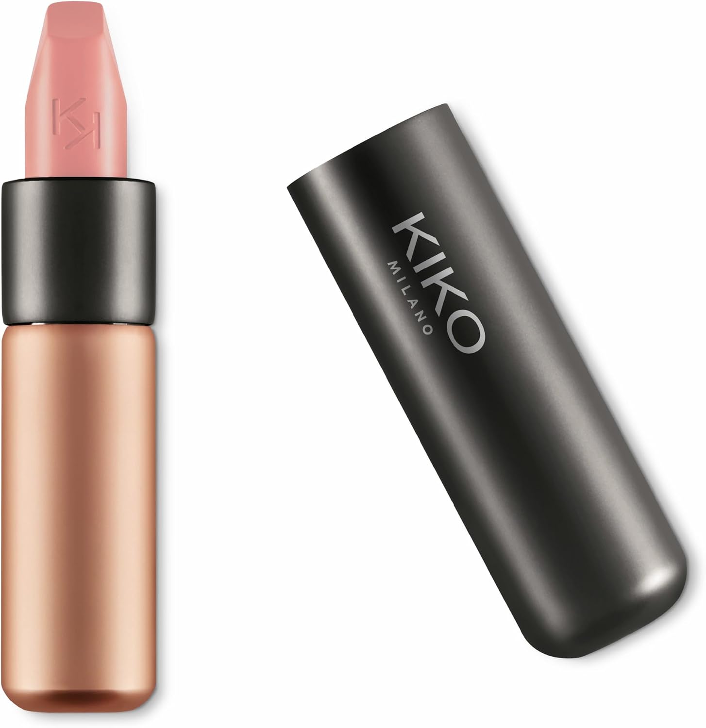 KIKO Milano Velvet Passion Matte Lipstick 326 Natural Rose front view showing sleek magnetic metallic packaging