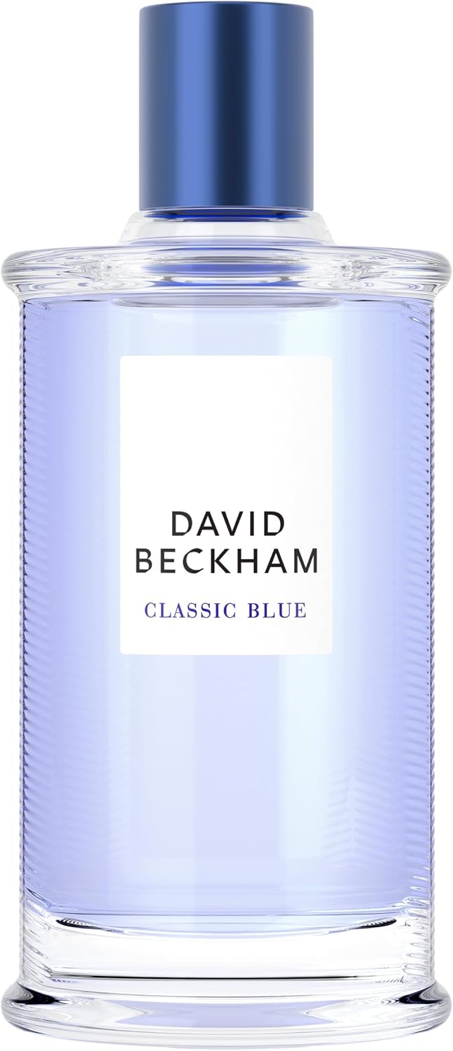 Beckham Classic Blue front view bottle showcasing the ribbed glass design and blue cap
