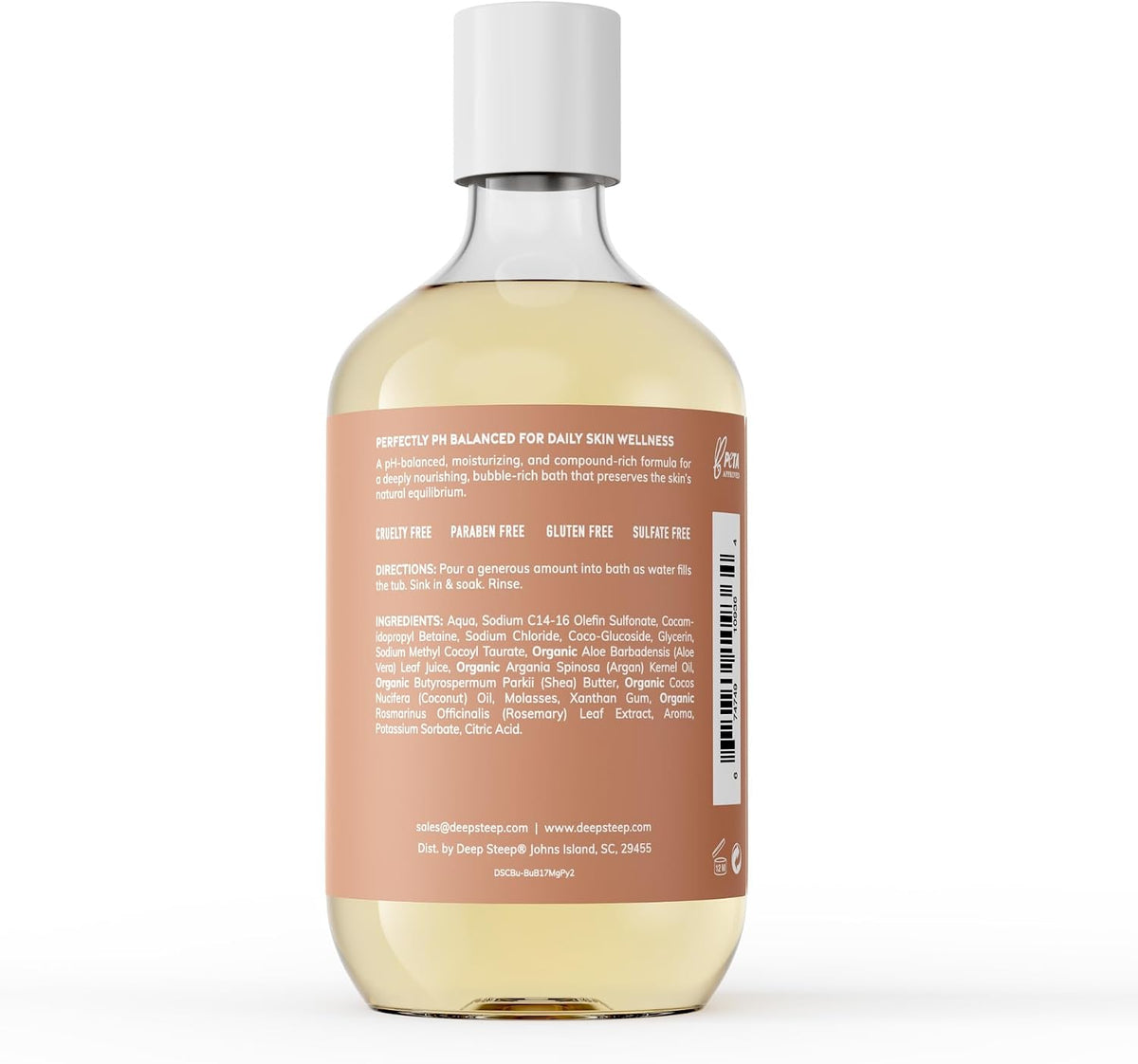 Deep Steep bubble bath label ingredients showcase