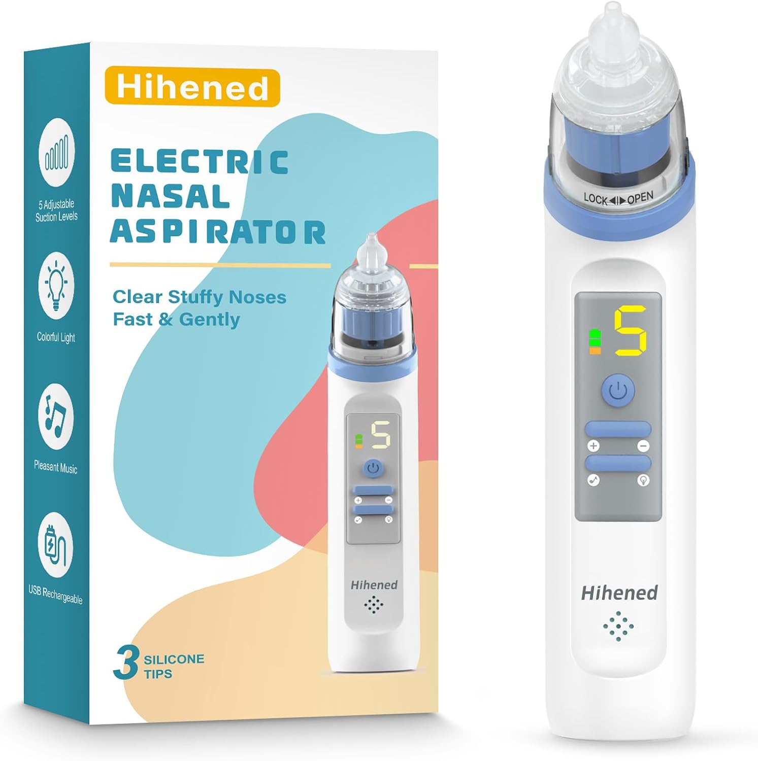 Hihened electric nasal aspirator for babies in blue