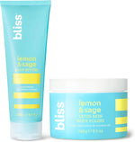 Bliss Seriously Smooth Lemon and Sage Duo front view showing the body scrub and body butter packaging.