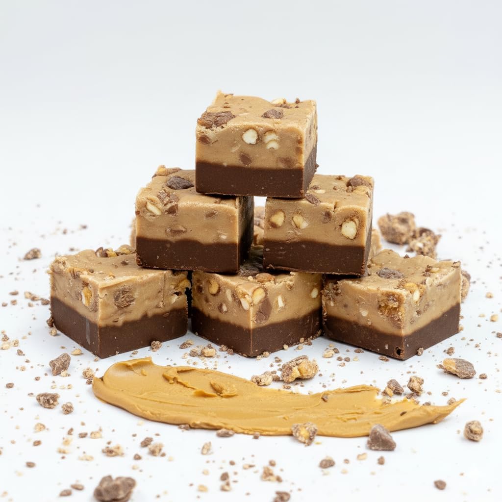 Valley Fudge Chocolate Peanut Caramel Candy Bar Fudge front view showing rich layers