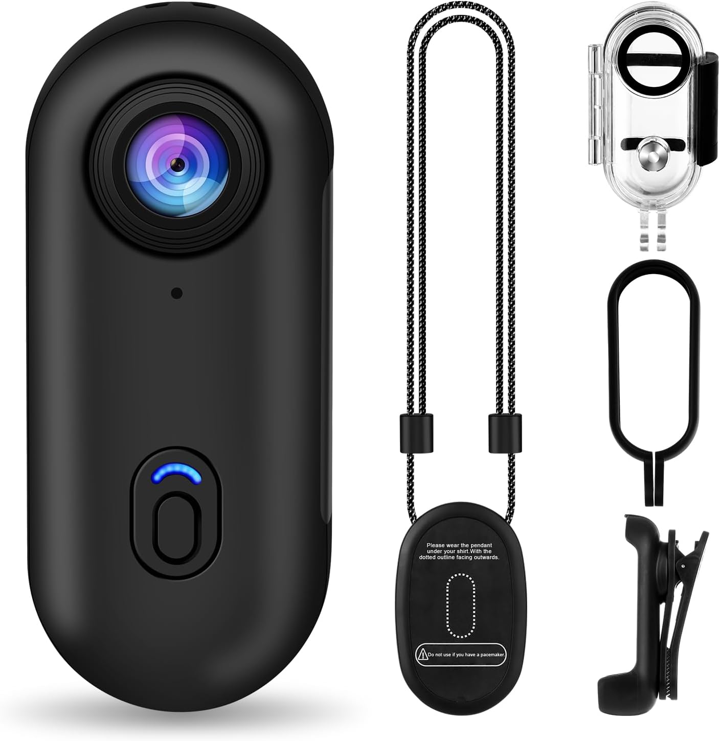 Sixmou i3 4K Thumb Action Camera front view showing ultra compact black lens design