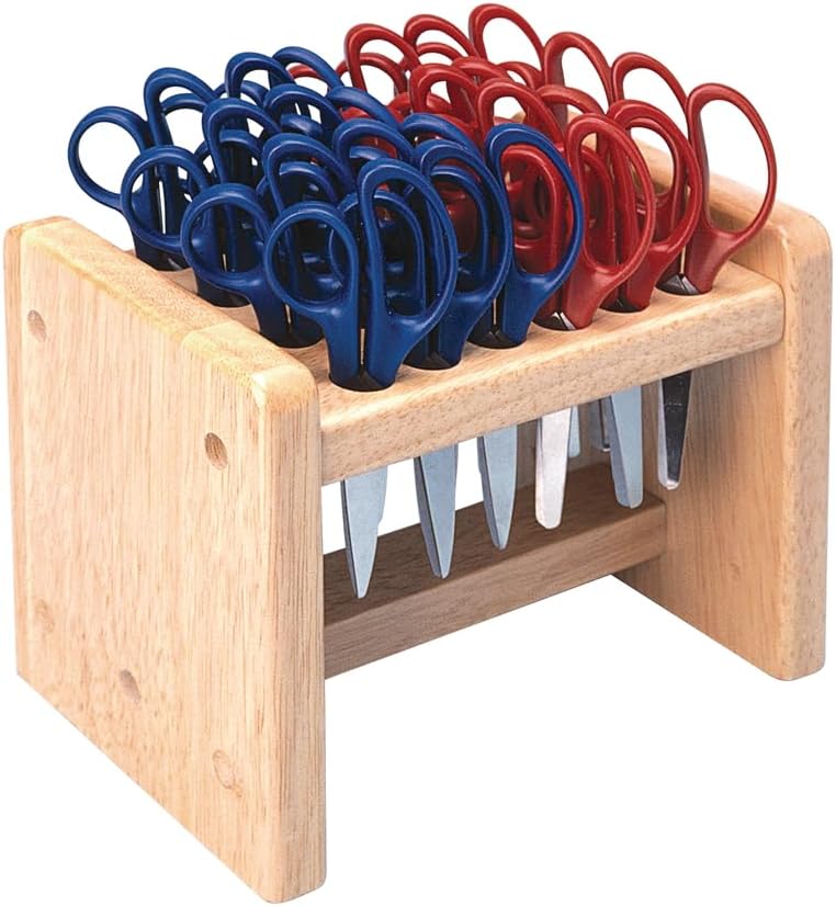 Colorations Natural Wood Scissor Rack front view classroom organizer