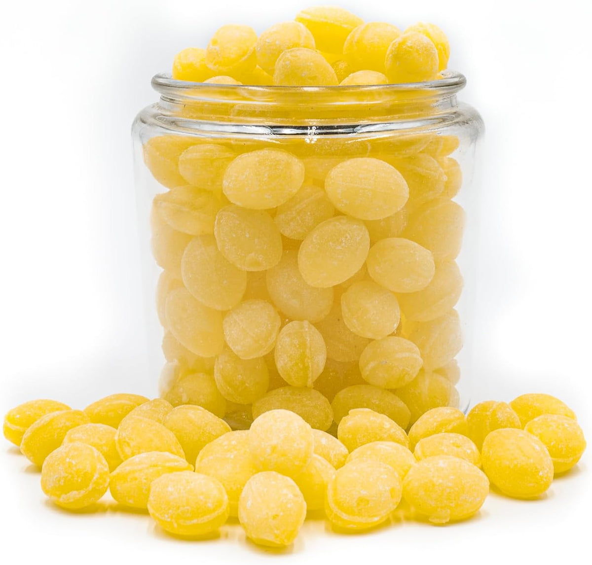 Sanded Lemon Drops hard candy arranged for snacking