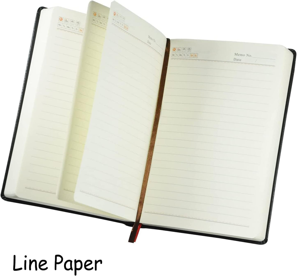 Sayeec notebook opened flat on a wooden desk setup