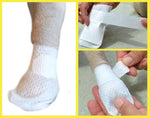 PawFlex Medimitt worn on a dog paw showing secure fit