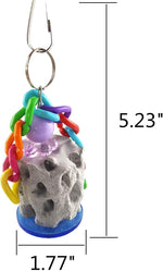 Colorful porous mineral stone bird beak trimmer treat blocks close up