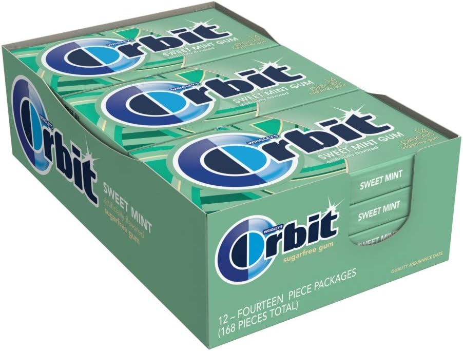 Authentic imported Orbit sugar free sweet mint gum individual fourteen piece pack