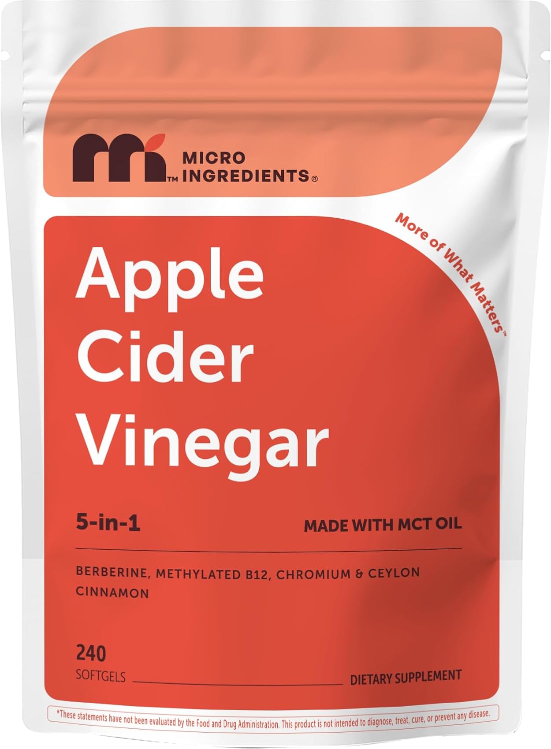 Micro Ingredients Apple Cider Vinegar softgels pouch front view