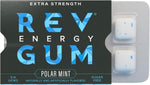 Portable blister pack of REV caffeine energy gum being held for lifestyle demonstration