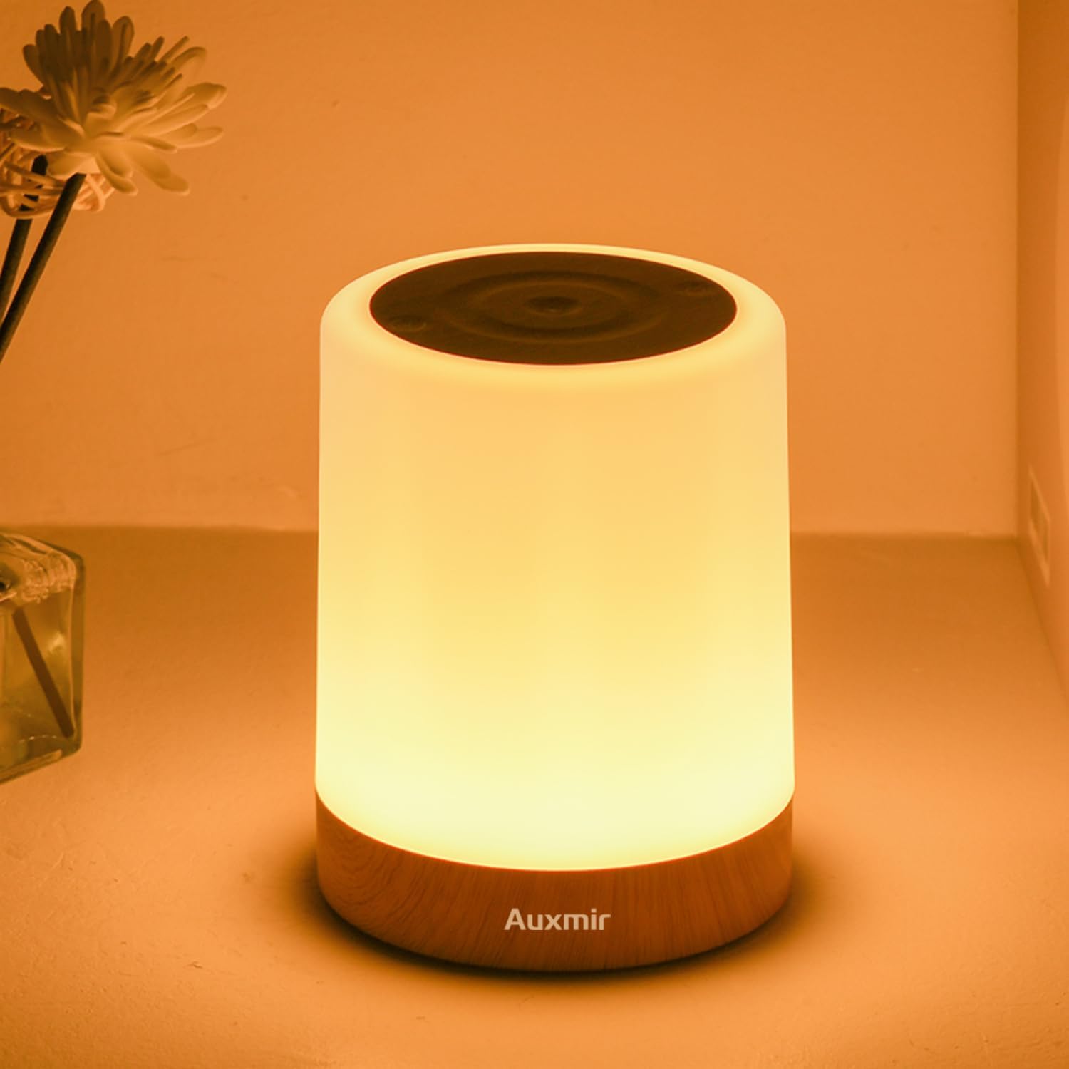 Auxmir Night Light for Kids Baby, Dimmable Touch Lamp for Nursery, 11 RGB Colors 5 Brightness, Portable Rechargeable Bedside Table Lamp for Nightstand, Kids Night Light for Bedroom Living Room, Brown - Image 1