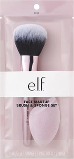 E.l.f. complexion brush and sponge duo front view packaging commercial makeup kit