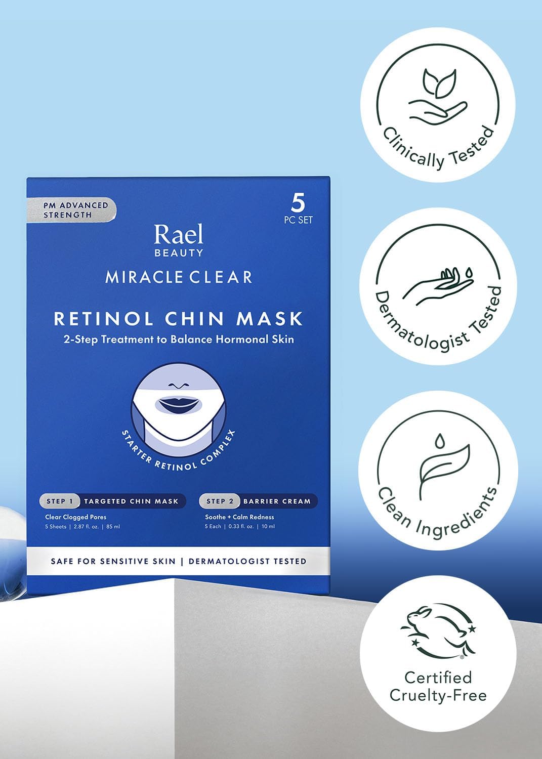 Close up of the custom fit acne patch mask texture designed for jawline application